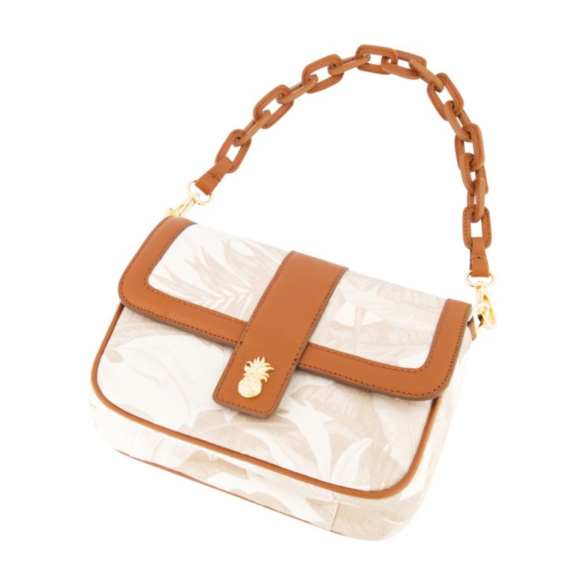 Tommy Bahama Leather Trim Floral Crossbody Flap
