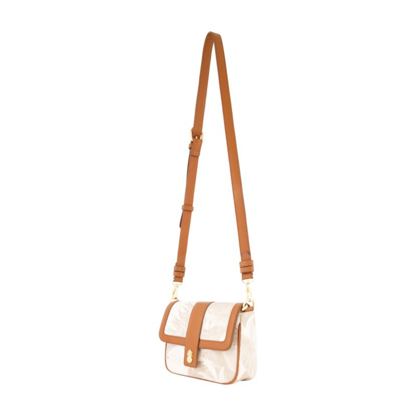 Tommy Bahama Leather Trim Floral Crossbody Flap