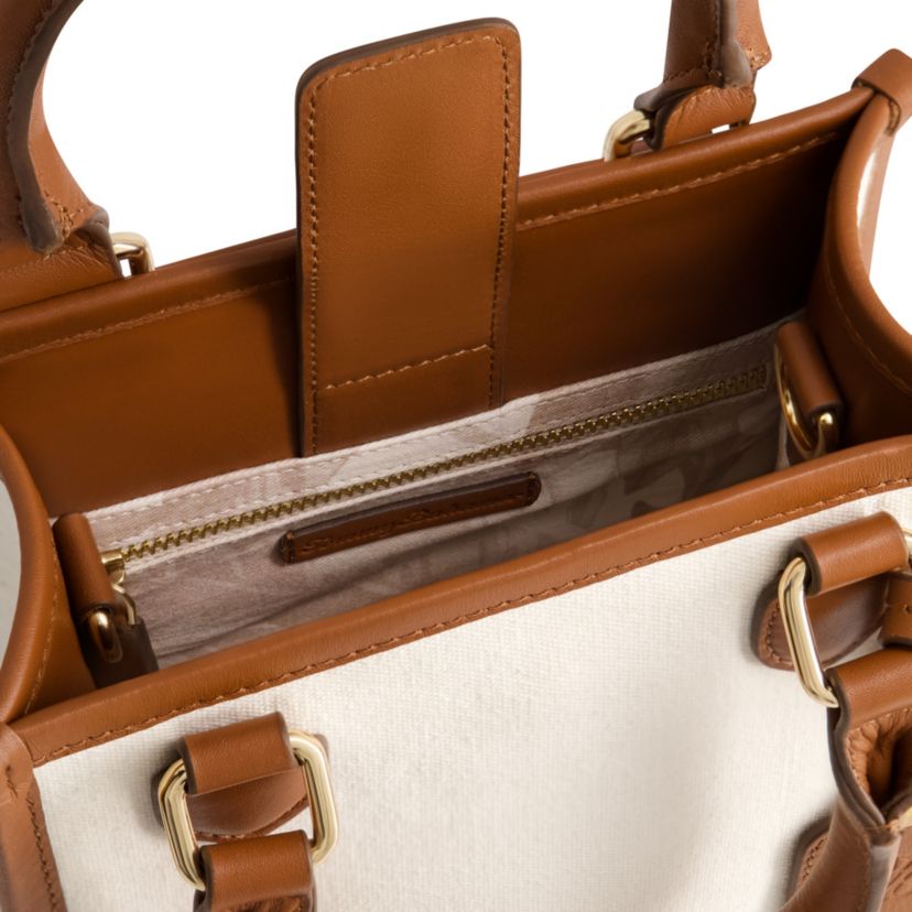 Tommy Bahama Solid Canvas North South Tote with Leather Trim
