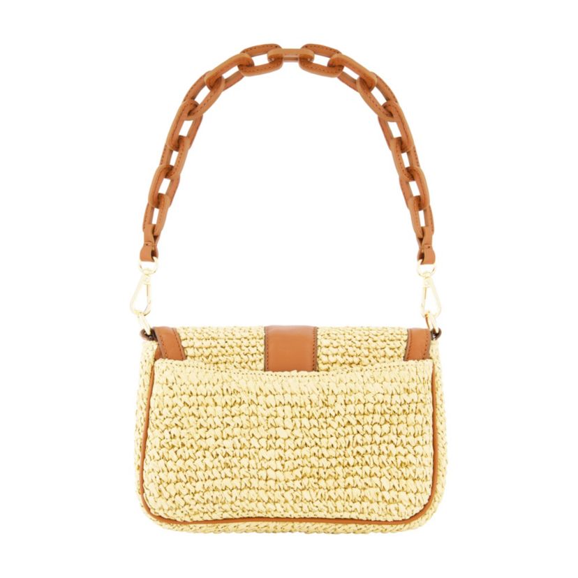 Tommy Bahama Raffia Flap Bag with Double Leather Strap