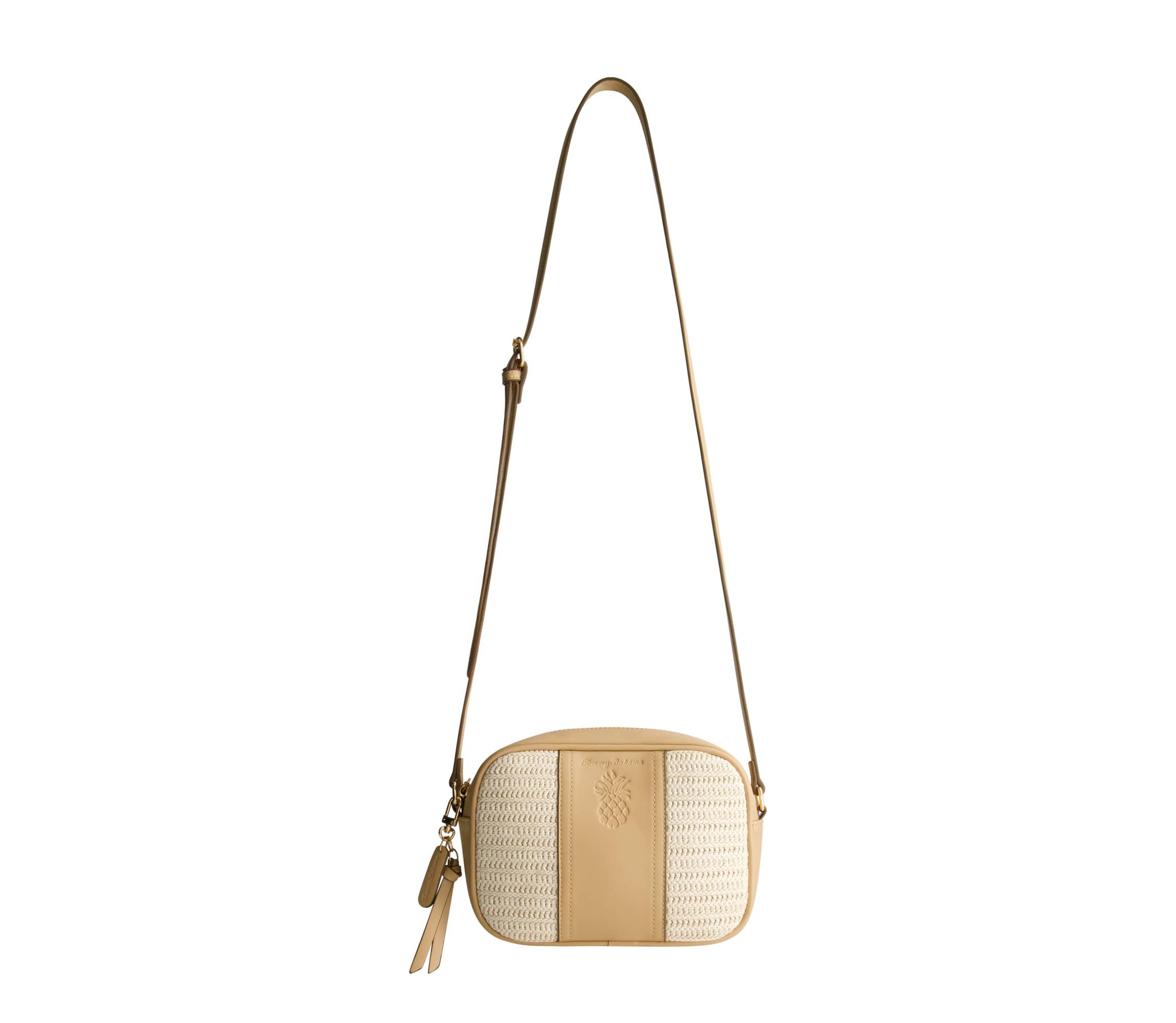 Tommy Bahama Camera Bag with Debossed Logo and Straw Accents