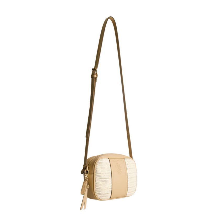Tommy Bahama Camera Bag with Debossed Logo and Straw Accents