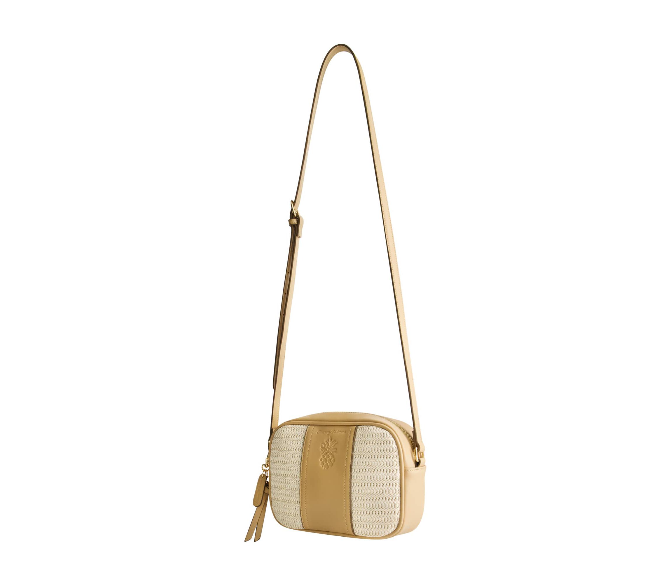 Tommy Bahama Camera Bag with Debossed Logo and Straw Accents