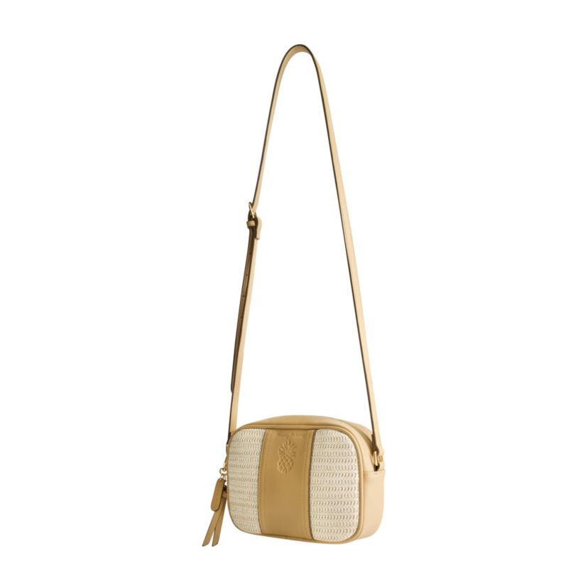 Tommy Bahama Camera Bag with Debossed Logo and Straw Accents