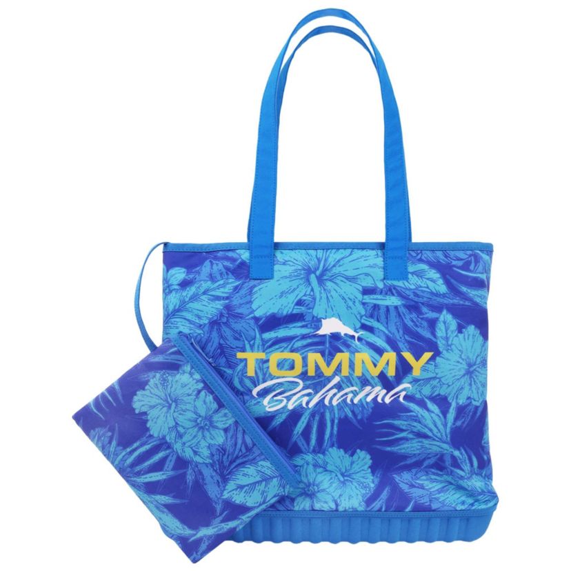 Water-Repellent Tote with Pouch – Tropical Floral Print