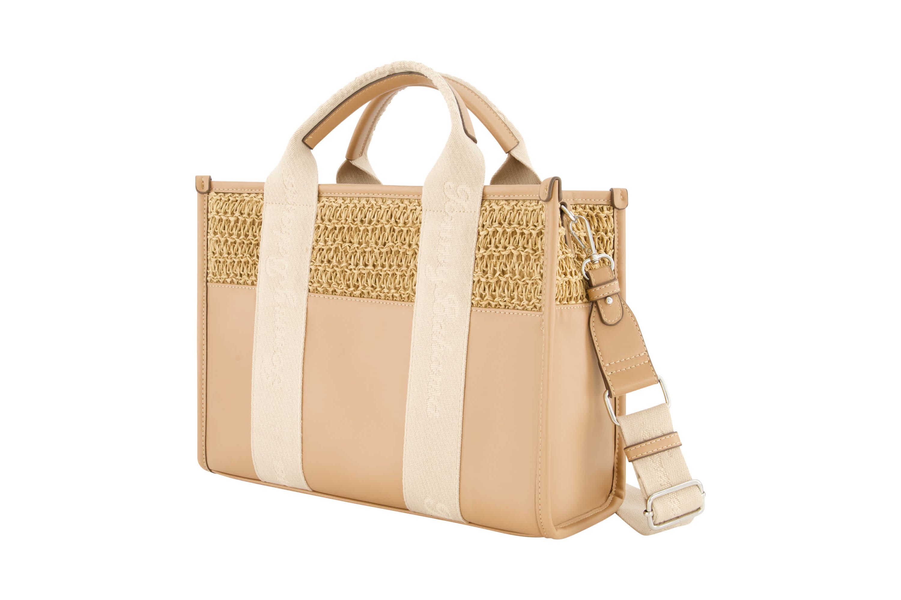 Tommy Bahama Raffia/PU Logo Webbing Modern Tote