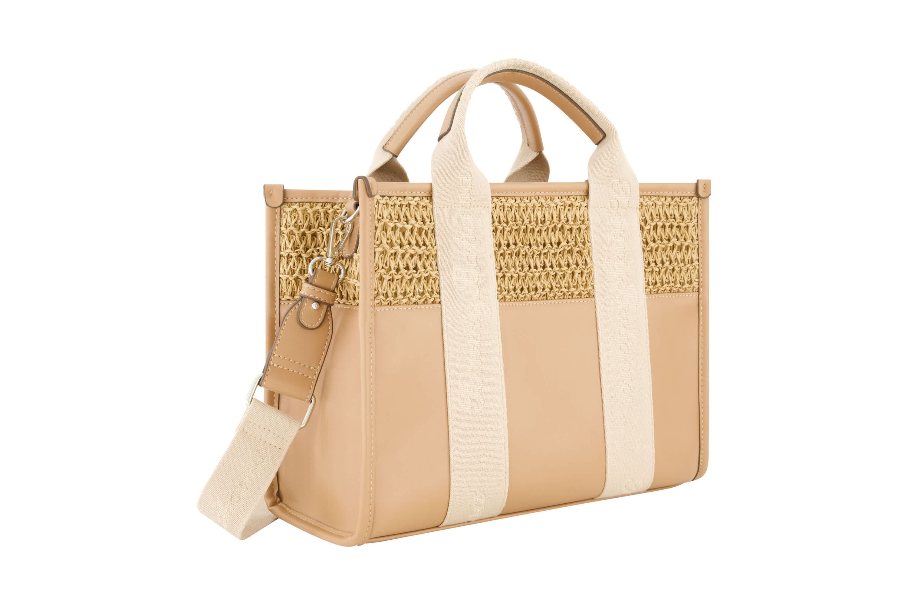 Tommy Bahama Raffia/PU Logo Webbing Modern Tote