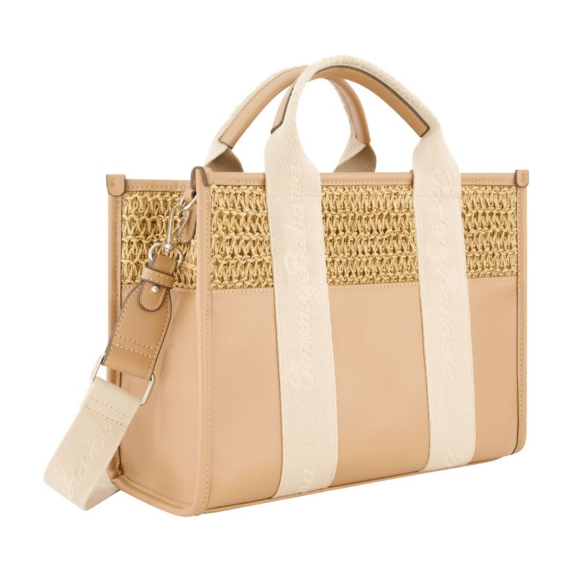 Tommy Bahama Raffia/PU Logo Webbing Modern Tote