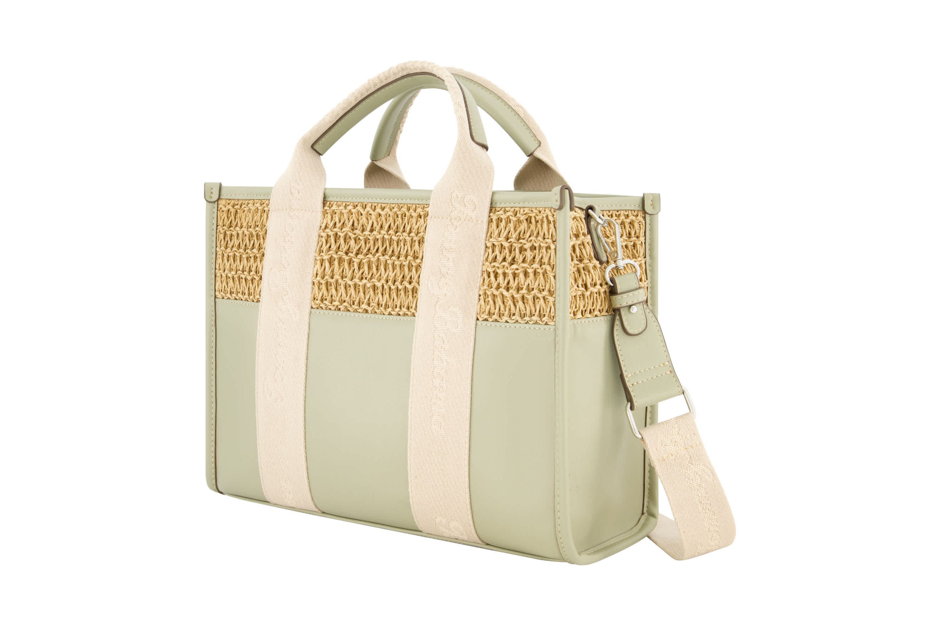 Tommy Bahama Raffia/PU Logo Webbing Modern Tote