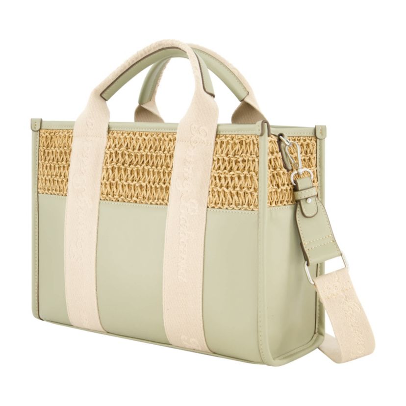 Tommy Bahama Raffia/PU Logo Webbing Modern Tote