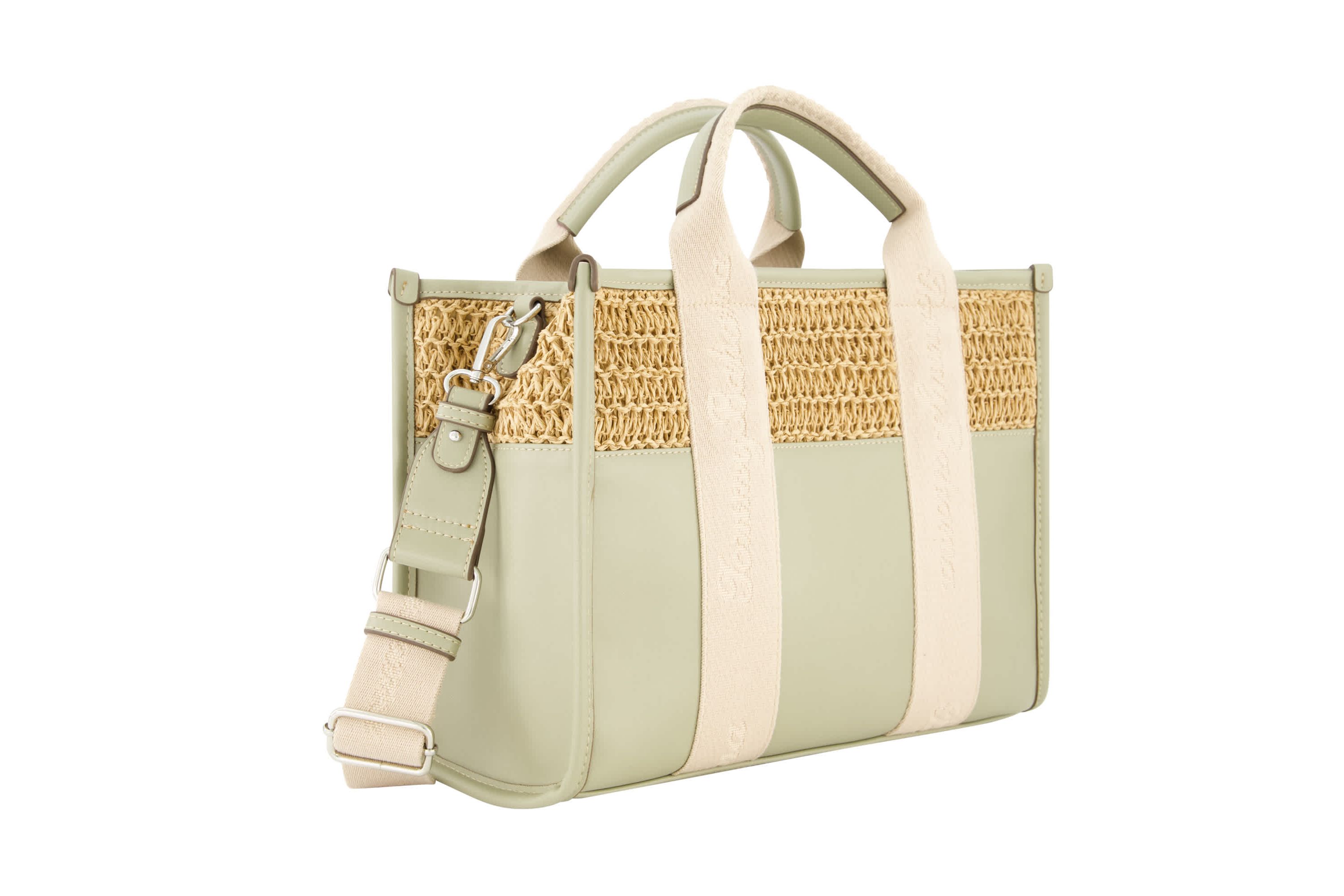 Tommy Bahama Raffia/PU Logo Webbing Modern Tote