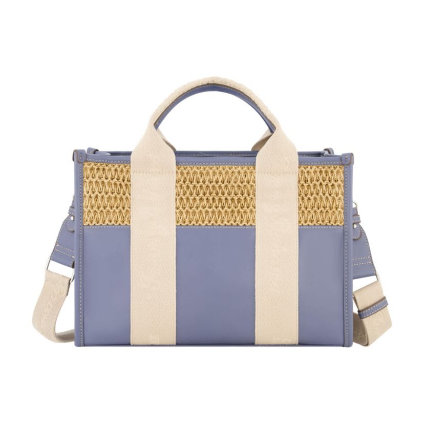 Tommy Bahama Raffia/PU Logo Webbing Modern Tote