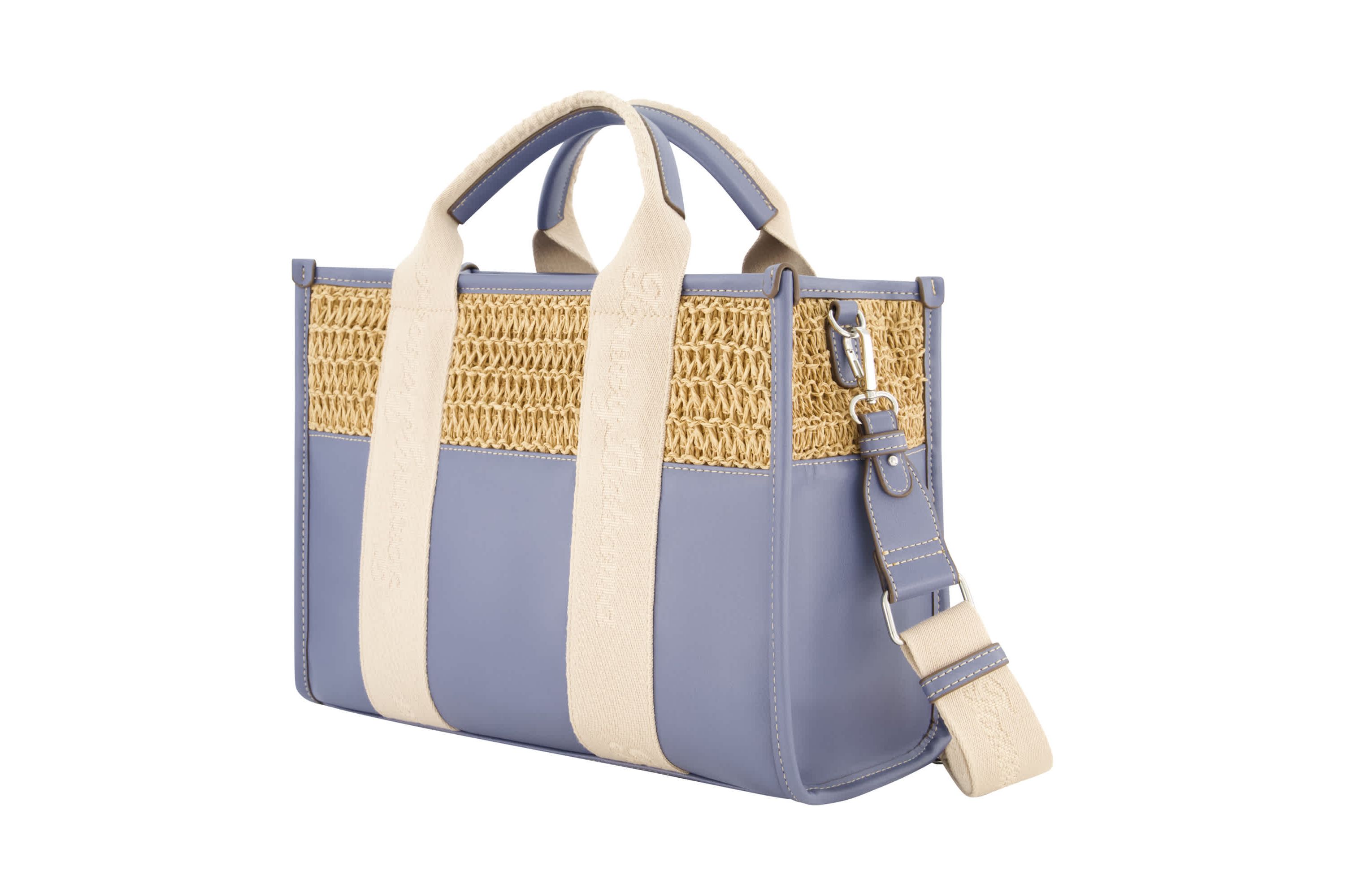 Tommy Bahama Raffia/PU Logo Webbing Modern Tote