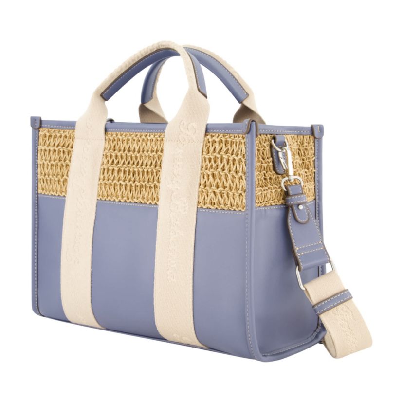 Tommy Bahama Raffia/PU Logo Webbing Modern Tote
