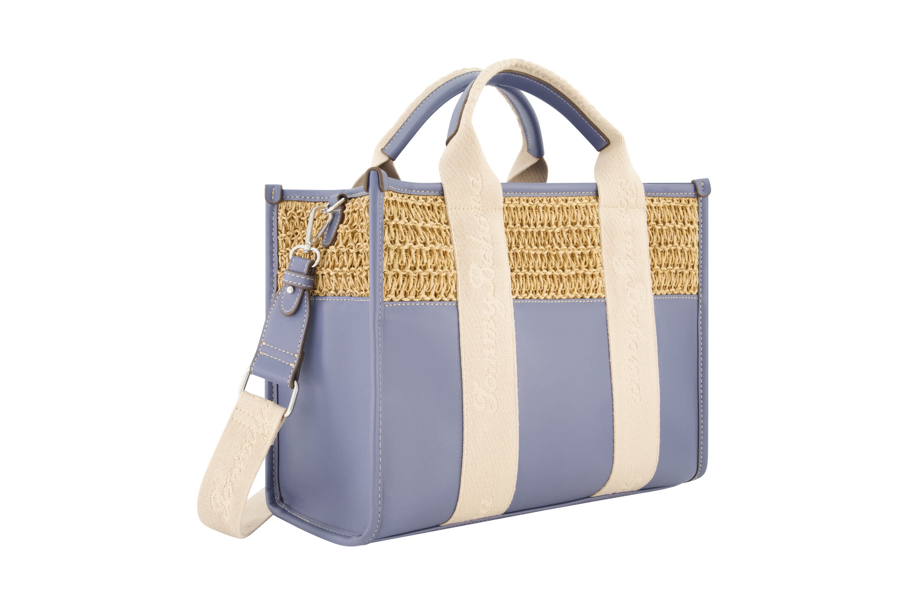 Tommy Bahama Raffia/PU Logo Webbing Modern Tote