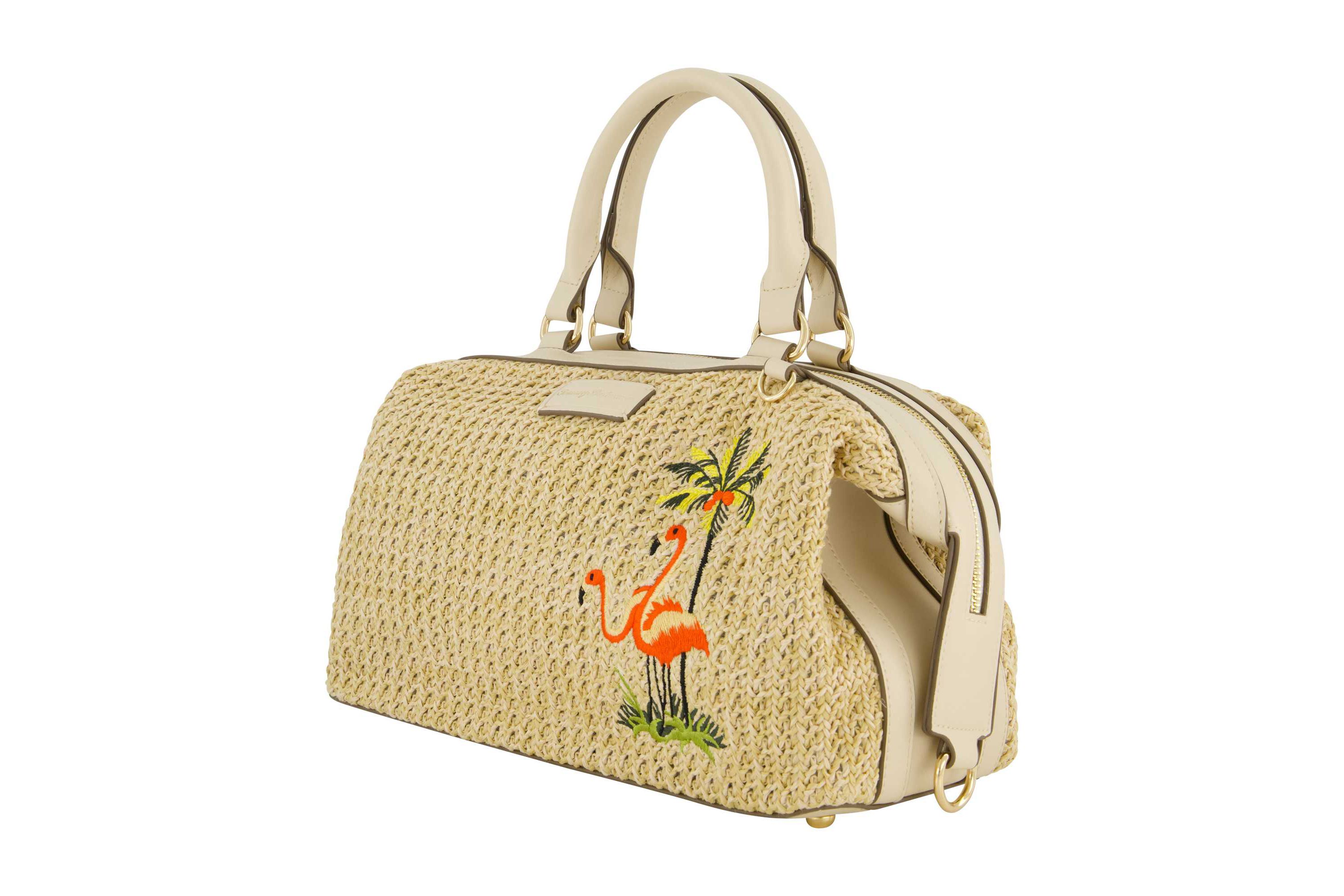 Tommy Bahama Flamingo Embroidery Satchel