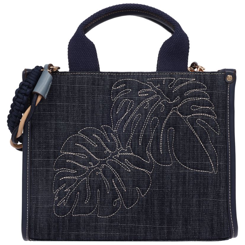 【タム】刺繍デニムバック　No.665 Tommy Bahama Dorothy Medium Denim Tote – Embroidered Leaf