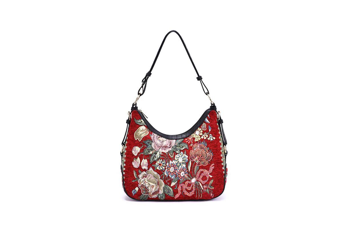 Flower Shop Beaded Hobo Bag