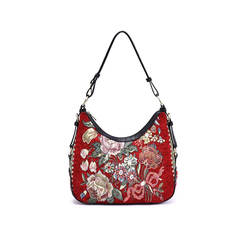 Flower Shop Beaded Hobo Bag