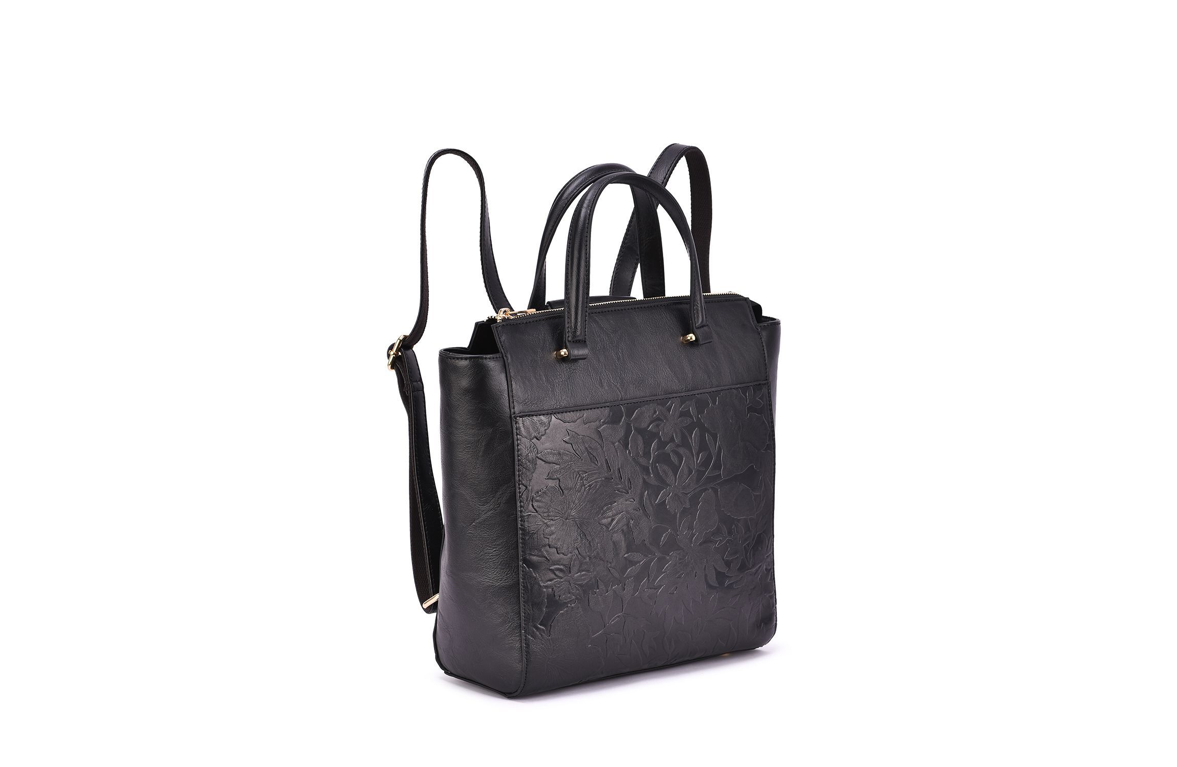 Shia Embossed Floral Convertible Backpack - Shoulder Bag