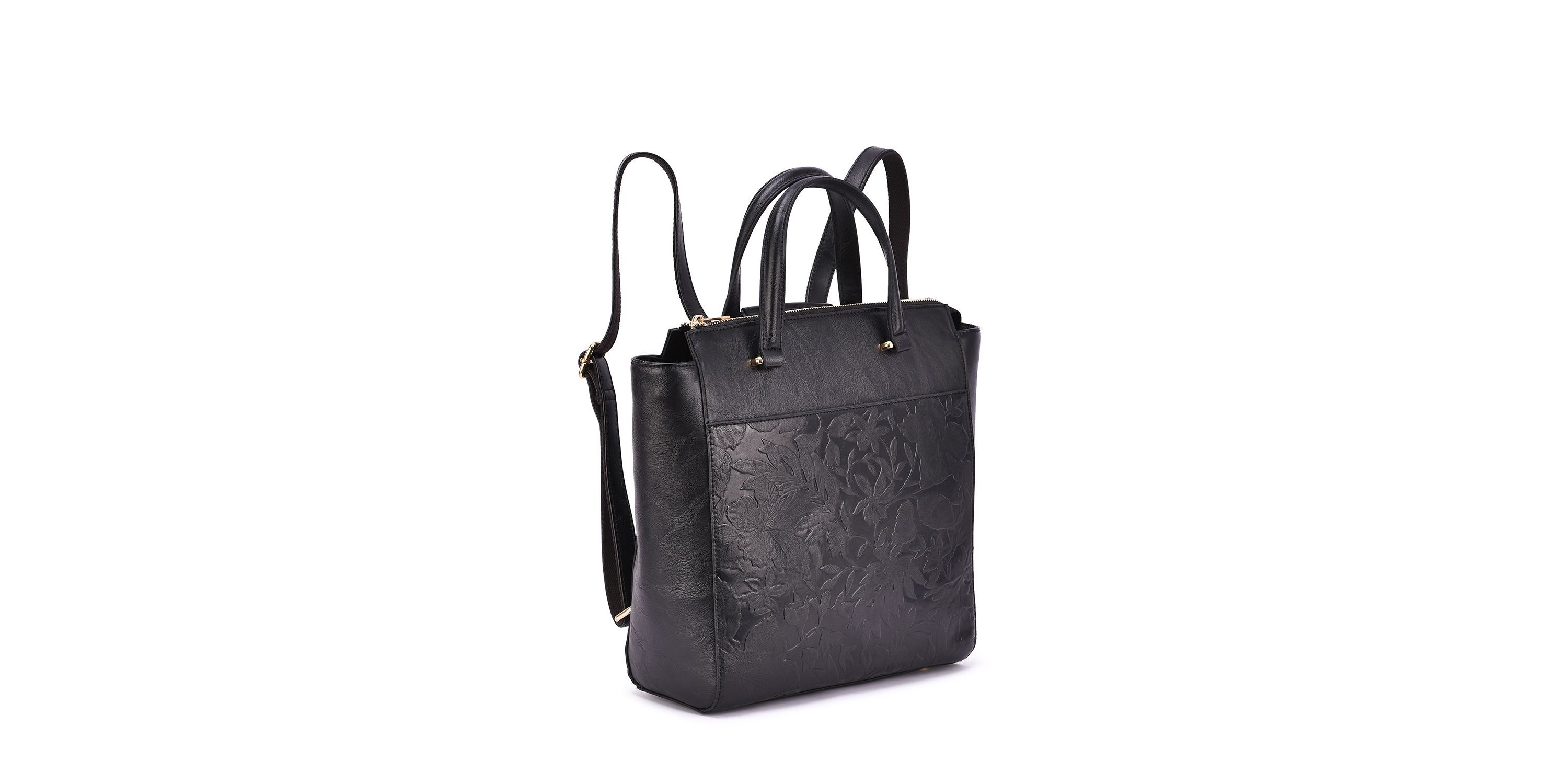 Shia Embossed Floral Convertible Backpack - Shoulder Bag