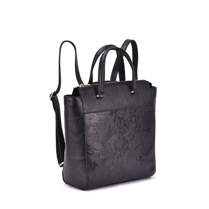 Shia Embossed Floral Convertible Backpack - Shoulder Bag