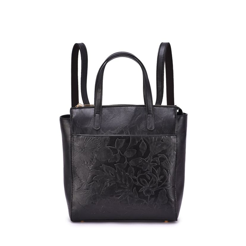 Shia Embossed Floral Convertible Backpack - Shoulder Bag