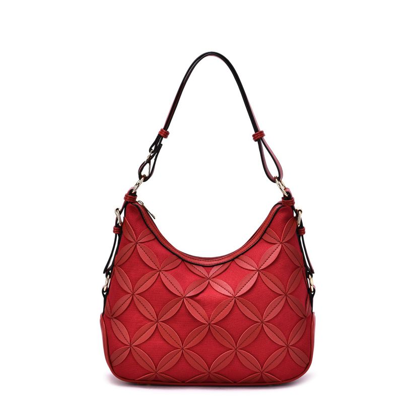 Iga Leaf Pattern Hobo with Convertible Strap