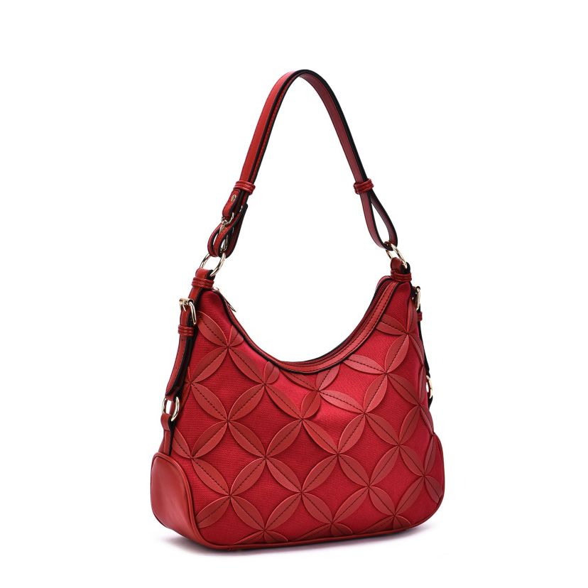 Iga Leaf Pattern Hobo with Convertible Strap