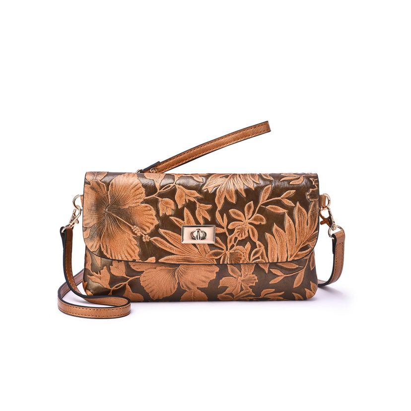 Sarita Floral Embossed Crossbody/Clutch