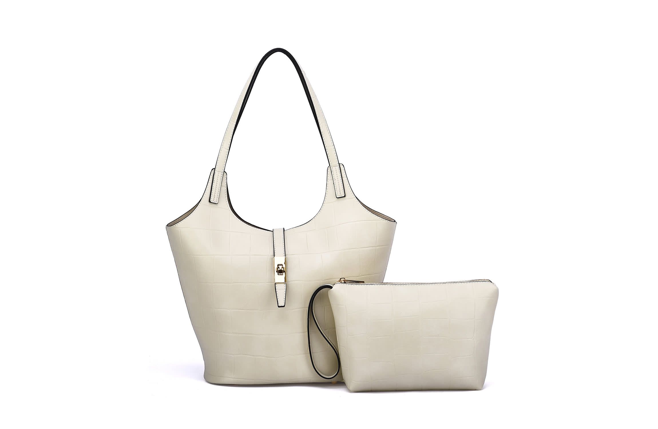 Clio Croc Embossed Tote with Wristlet Pouch