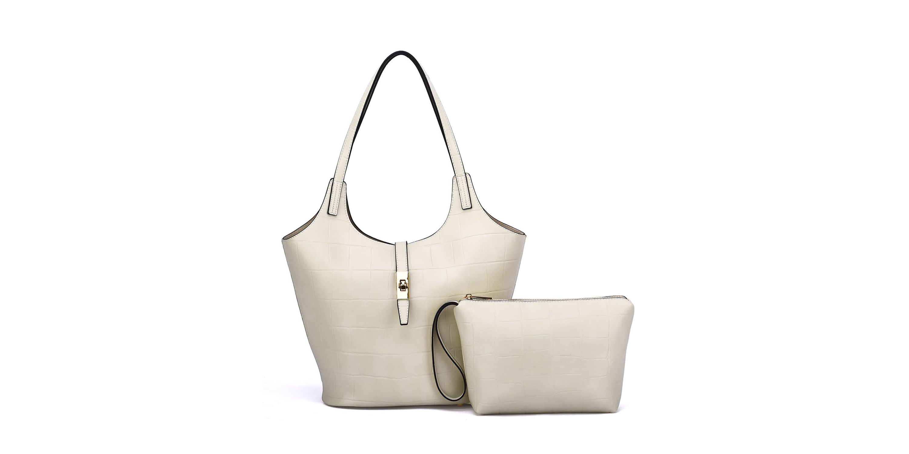 Clio Croc Embossed Tote with Wristlet Pouch
