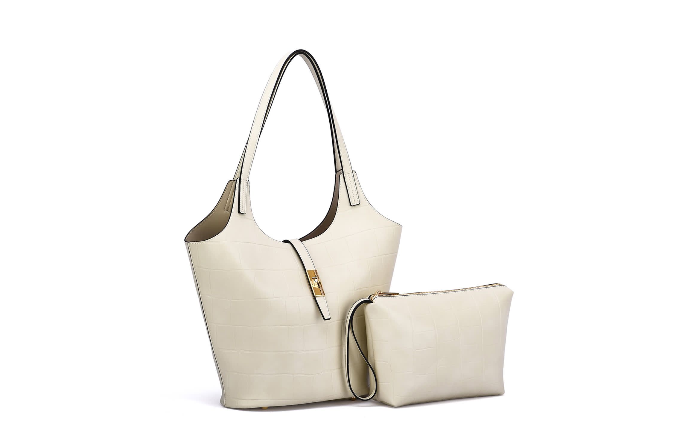 Clio Croc Embossed Tote with Wristlet Pouch