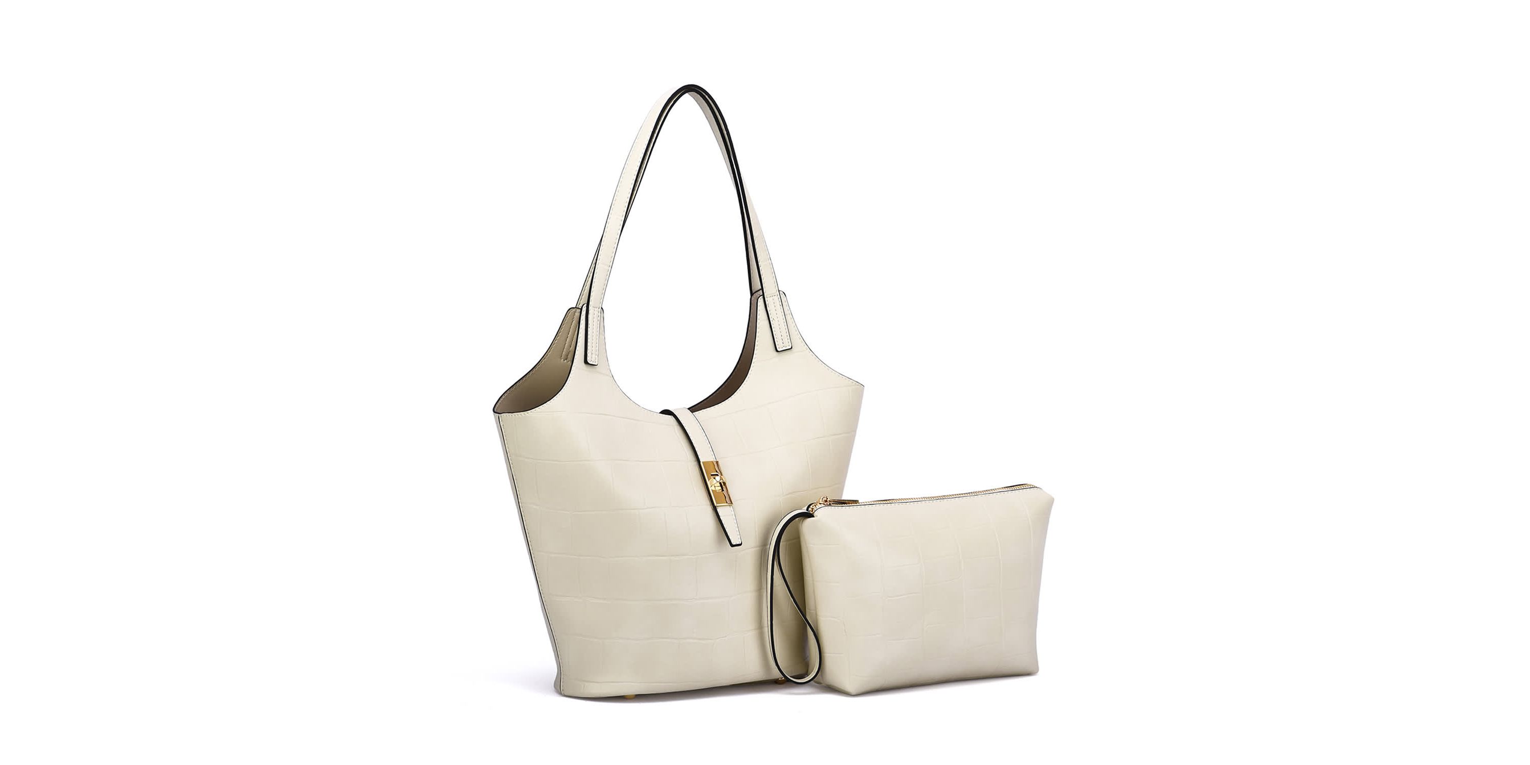 Clio Croc Embossed Tote with Wristlet Pouch