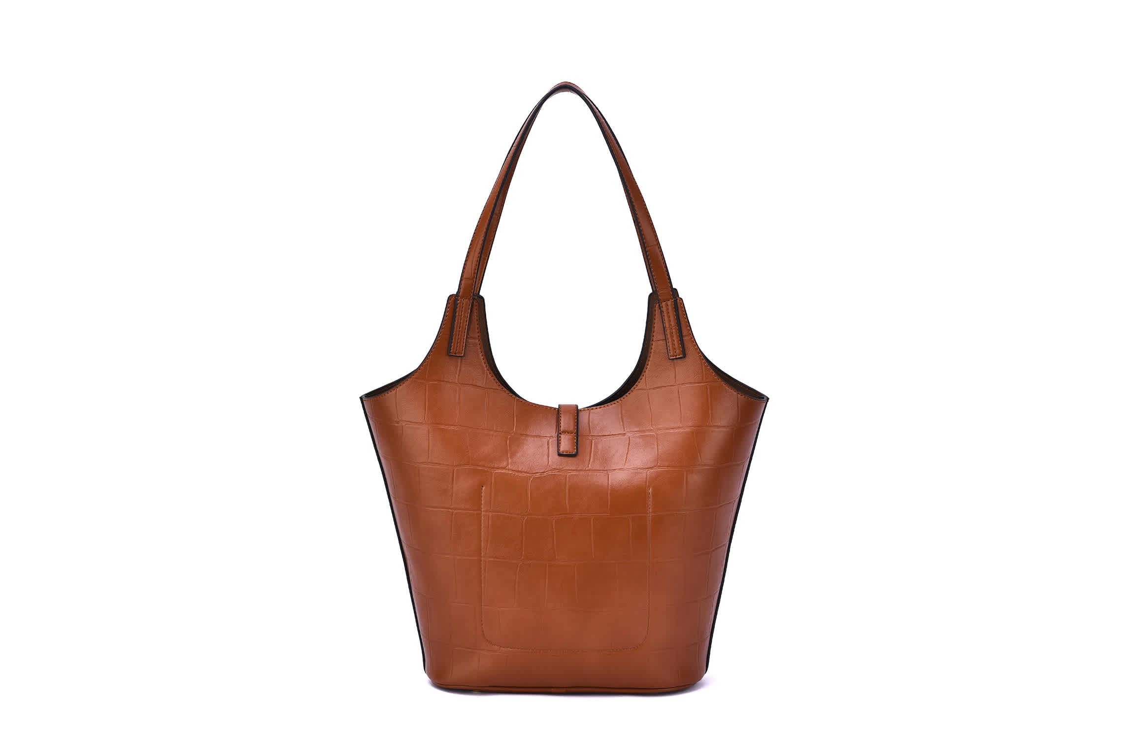 Clio Croc Embossed Tote with Wristlet Pouch