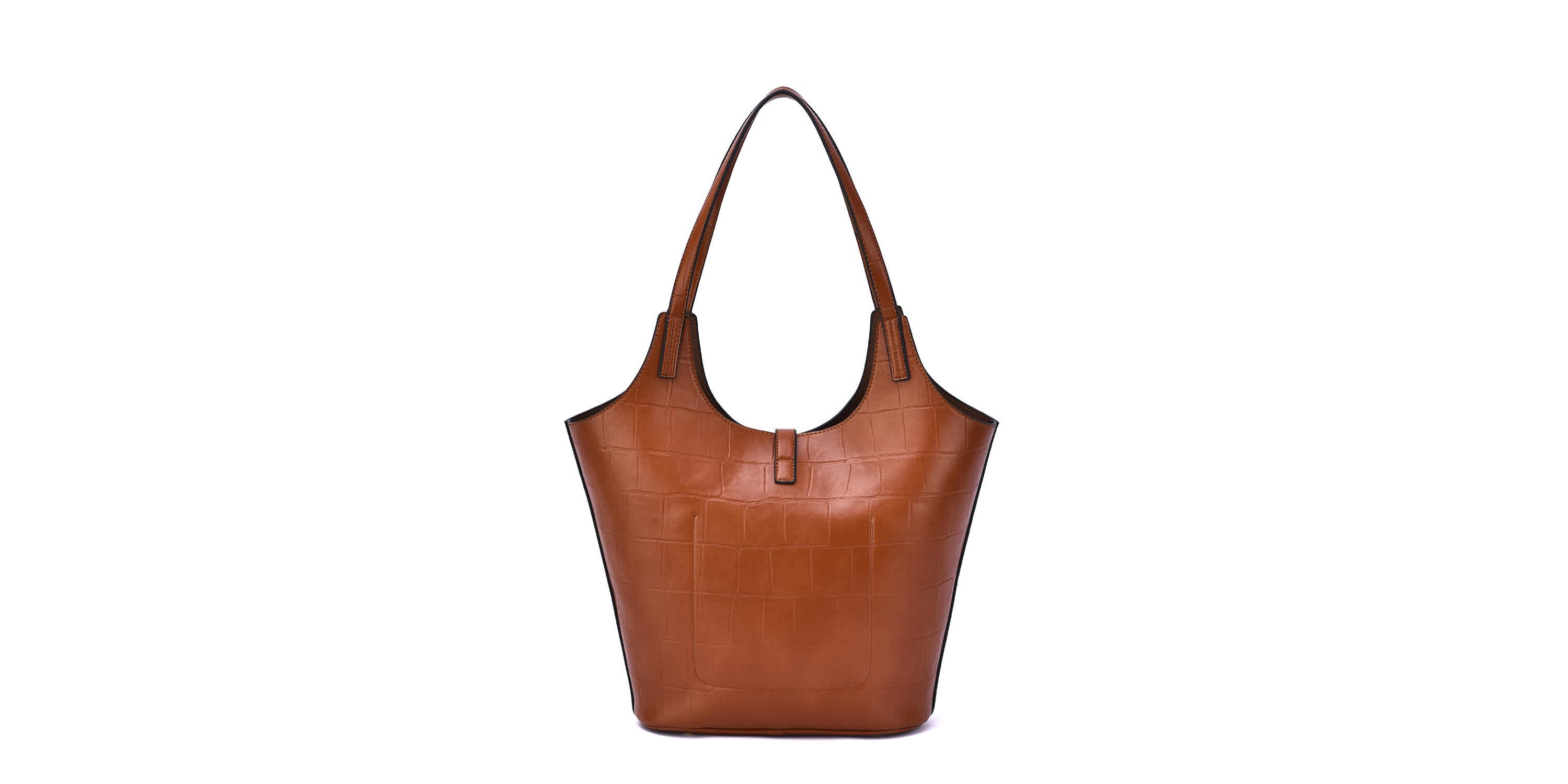 Clio Croc Embossed Tote with Wristlet Pouch