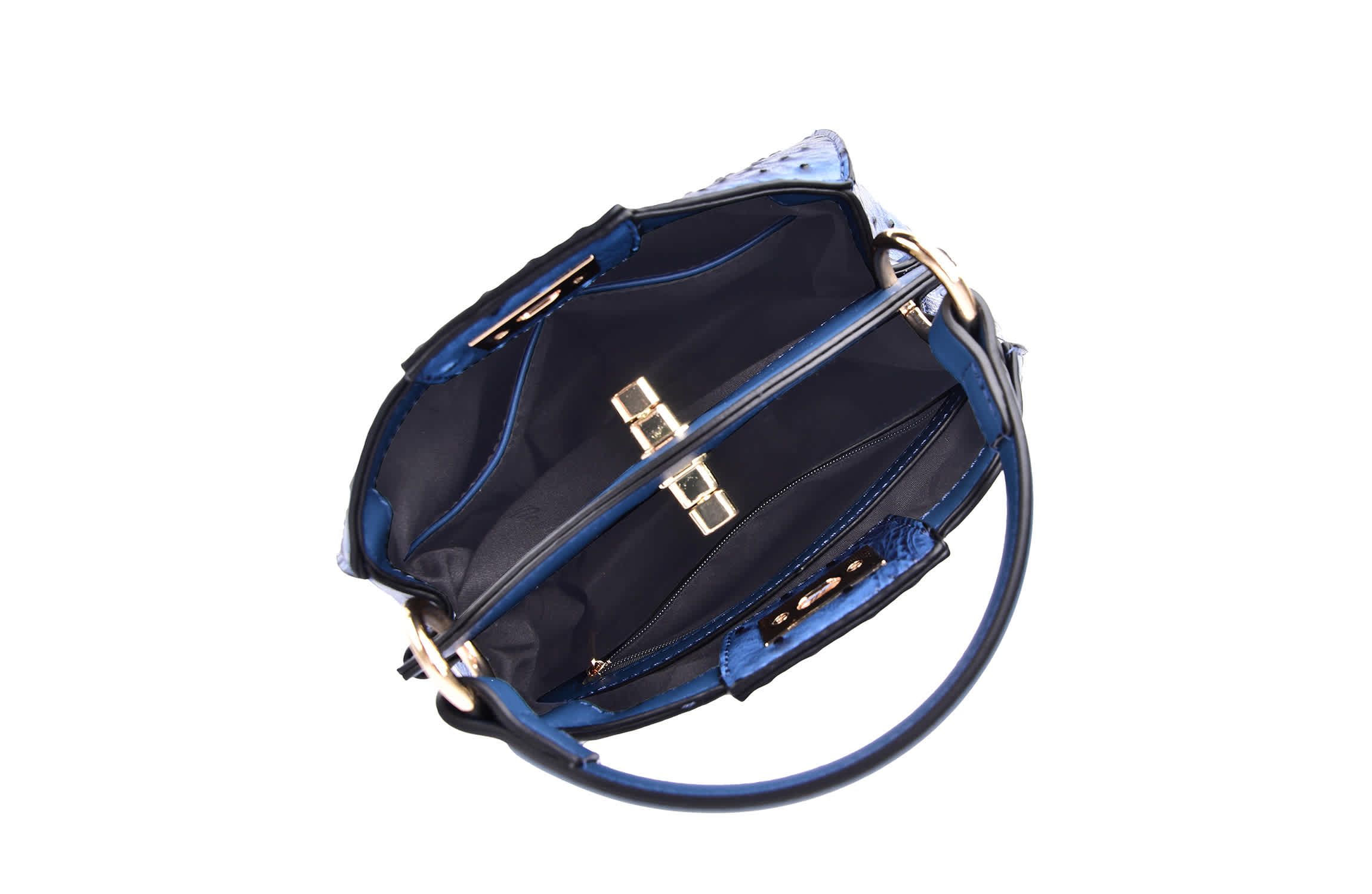 ★美品・希少★ OSTRICH S-7 金刺繍ロゴ　サイドバッグ 2個セット Mellow World Virginia Ostrich Pattern Satchel Bag