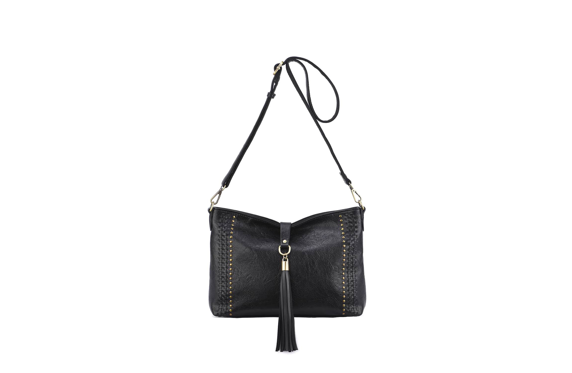 Raven Whipstitch and Studded Crossbody
