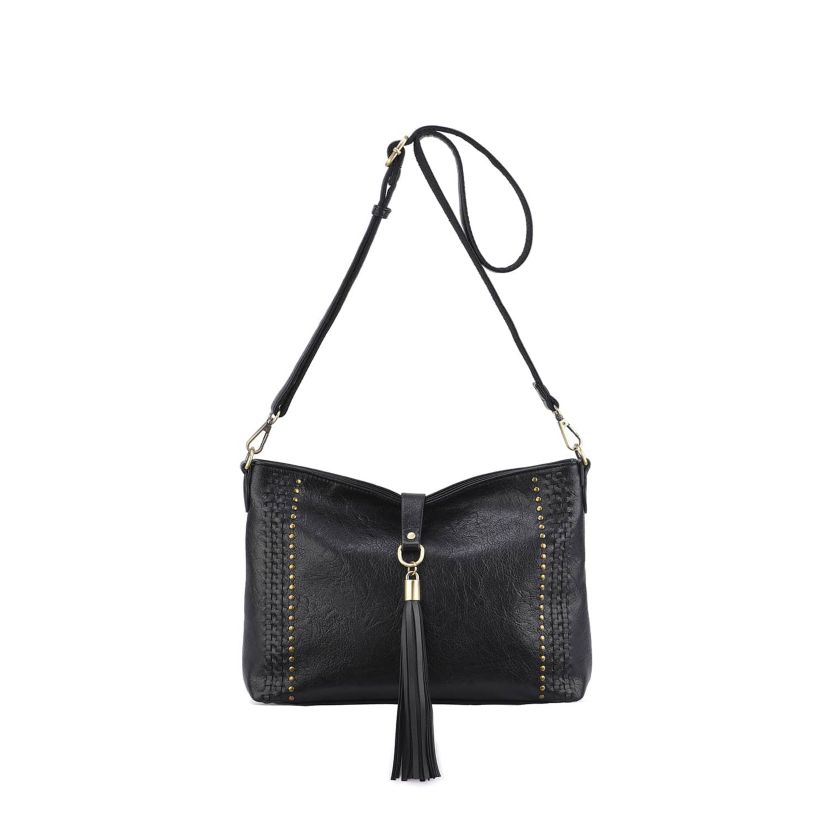 Raven Whipstitch and Studded Crossbody