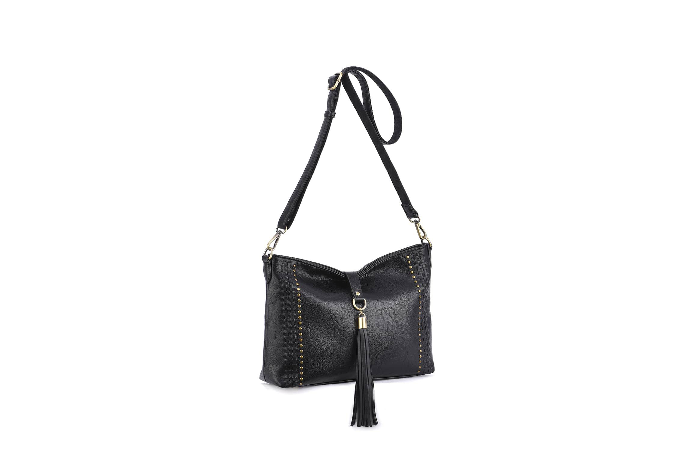 Raven Whipstitch and Studded Crossbody