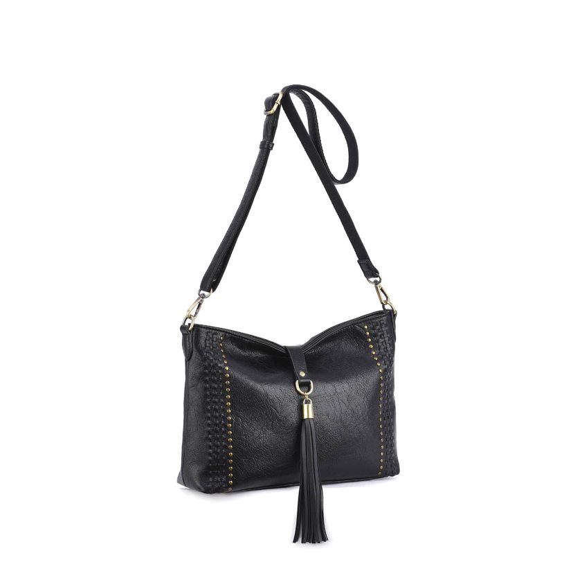 Raven Whipstitch and Studded Crossbody