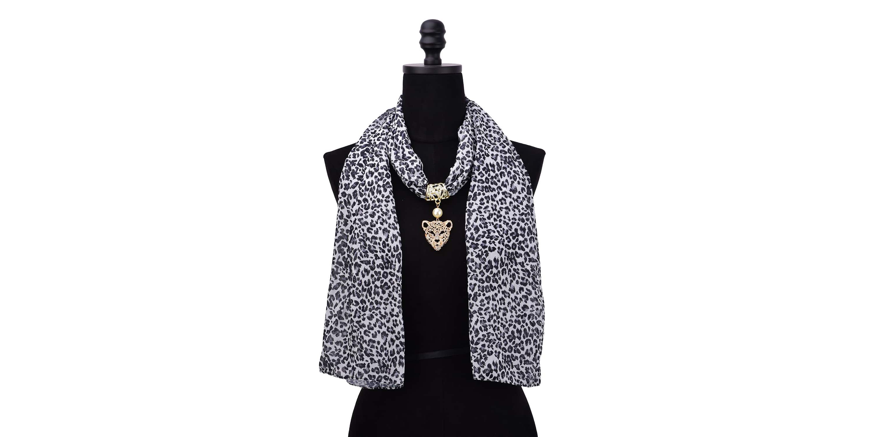 Womens Leopard Pendant Scarf