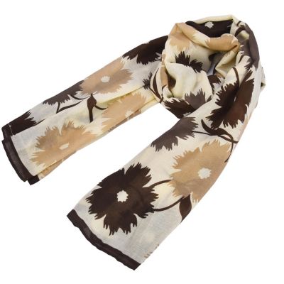 Mellow World Women's Soft Floral Wrap, Brown