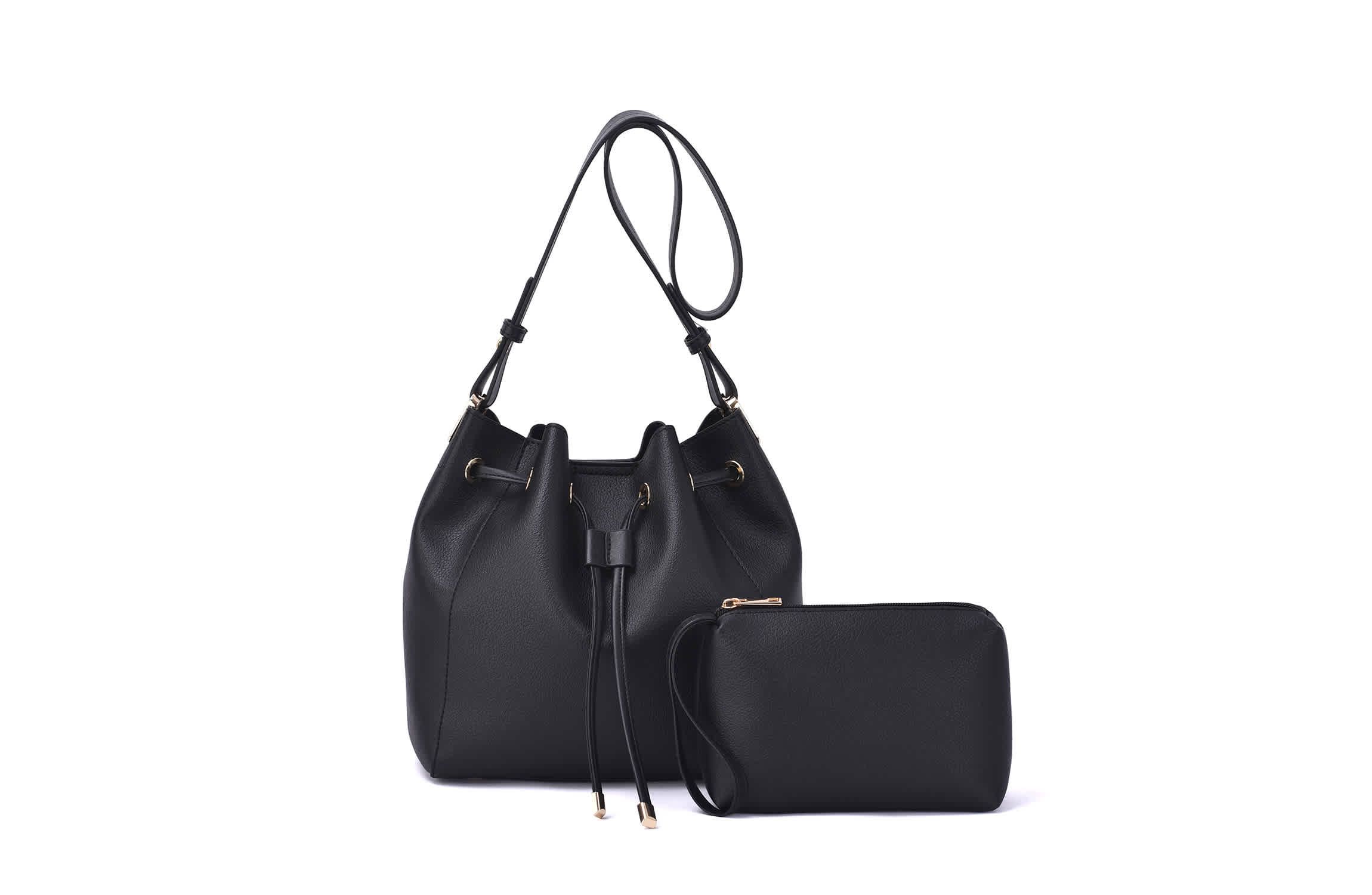 Ashby Drawstring Bucket Bag with Pouch