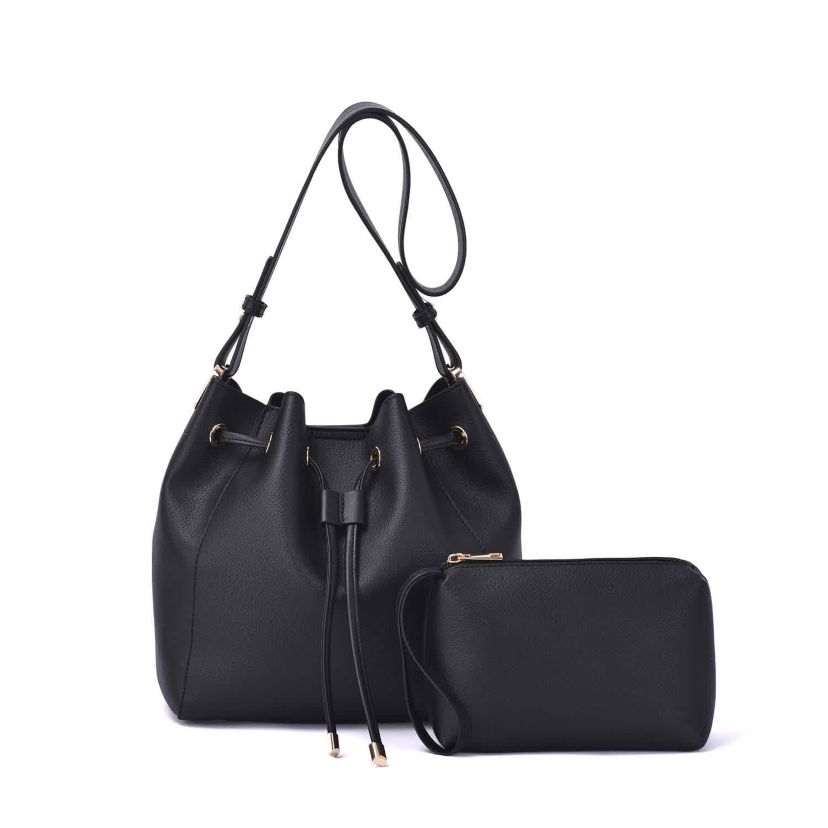 Ashby Drawstring Bucket Bag with Pouch