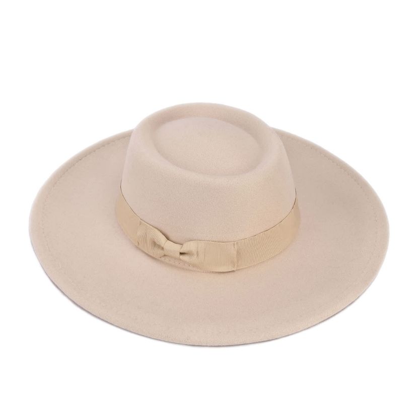 Mellow World Wide Brim Felt Hat with Bow | Belk display picture 1