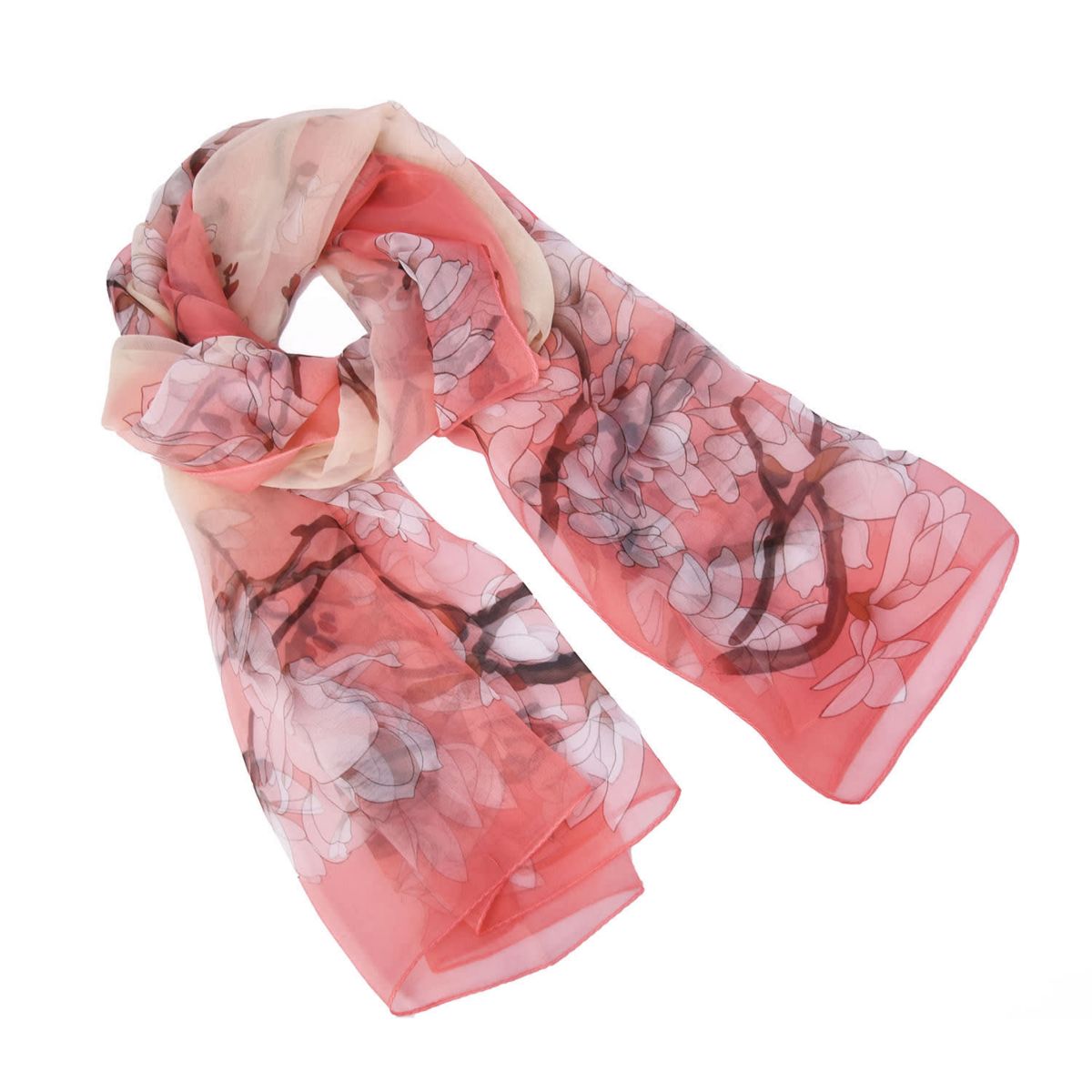 Womens Delicate Floral Chiffon Wrap Scarf
