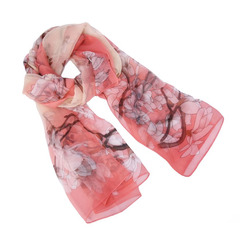 Womens Delicate Floral Chiffon Wrap Scarf