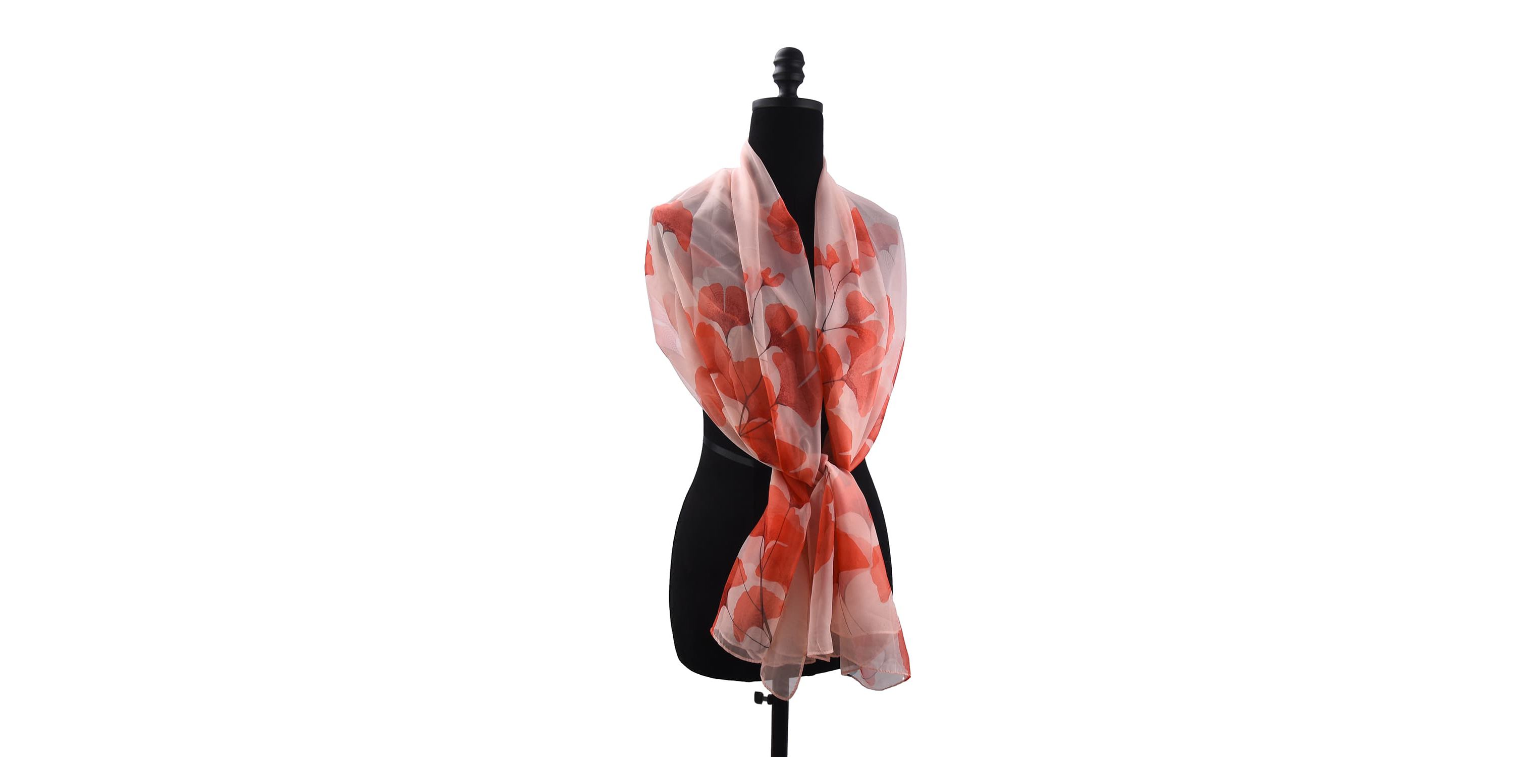 Womens Delicate Floral Chiffon Wrap Scarf