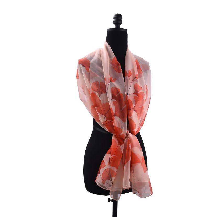 Womens Delicate Floral Chiffon Wrap Scarf